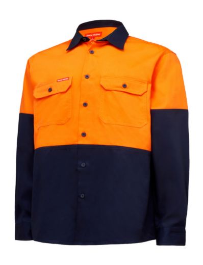 Picture of Hard Yakka HIVIS L/SLV H/WEIGHT 2 TONE COTTON DRILL SHIRT